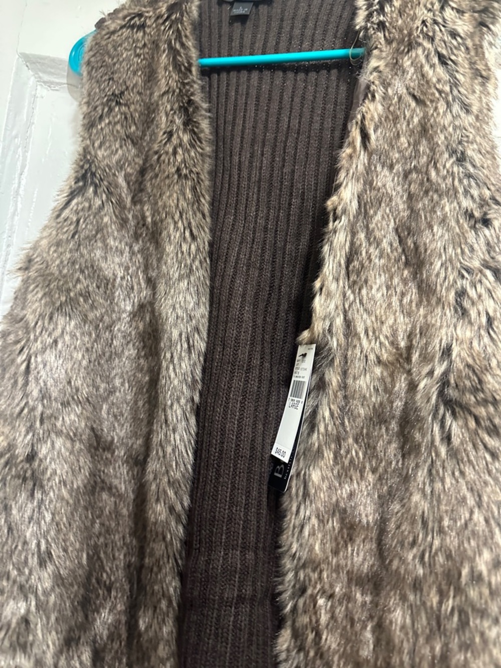 BCX Faux Fur Vest in Brown and Taupe